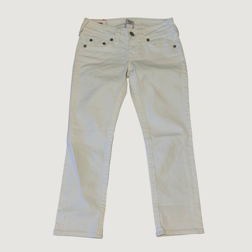 True Religion Lizzy Straight Jeans Women 26 White Low Rise Made in USA